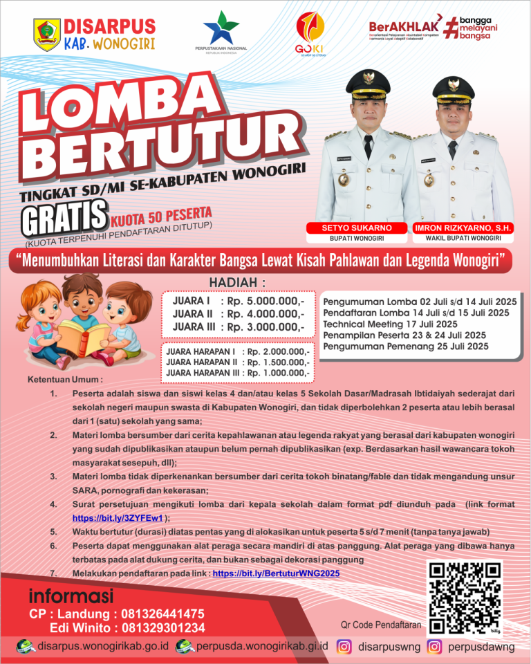 LOMBA BERTUTUR TINGKAT SD/MI SE-KABUPATEN WONOGIRI 2025