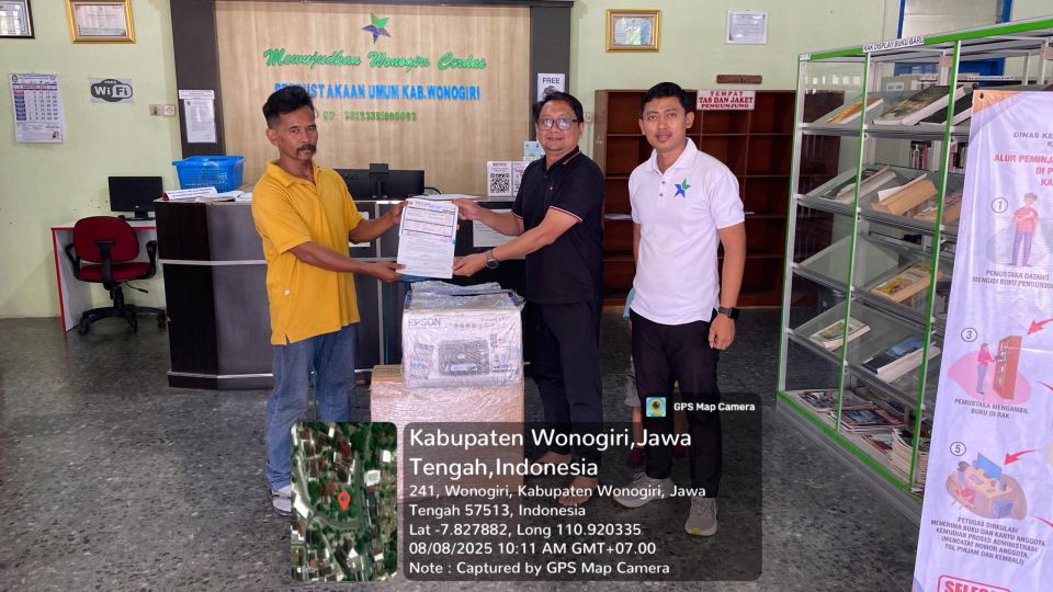 Dinas Kearsipan dan Perpustakaan Kabupaten Wonogiri Terima Bantuan Komputer dan Printer dari Perpusnas RI