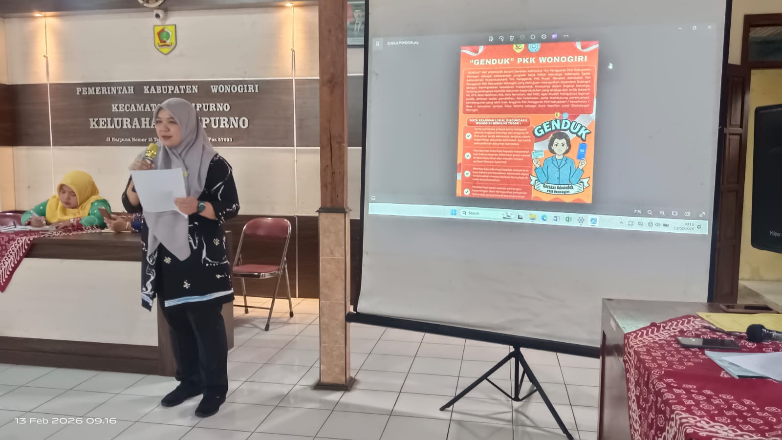 Penguatan Literasi Administrasi Kependudukan Genduk Pkk Di TP PKK Kecamatan Jatipurno