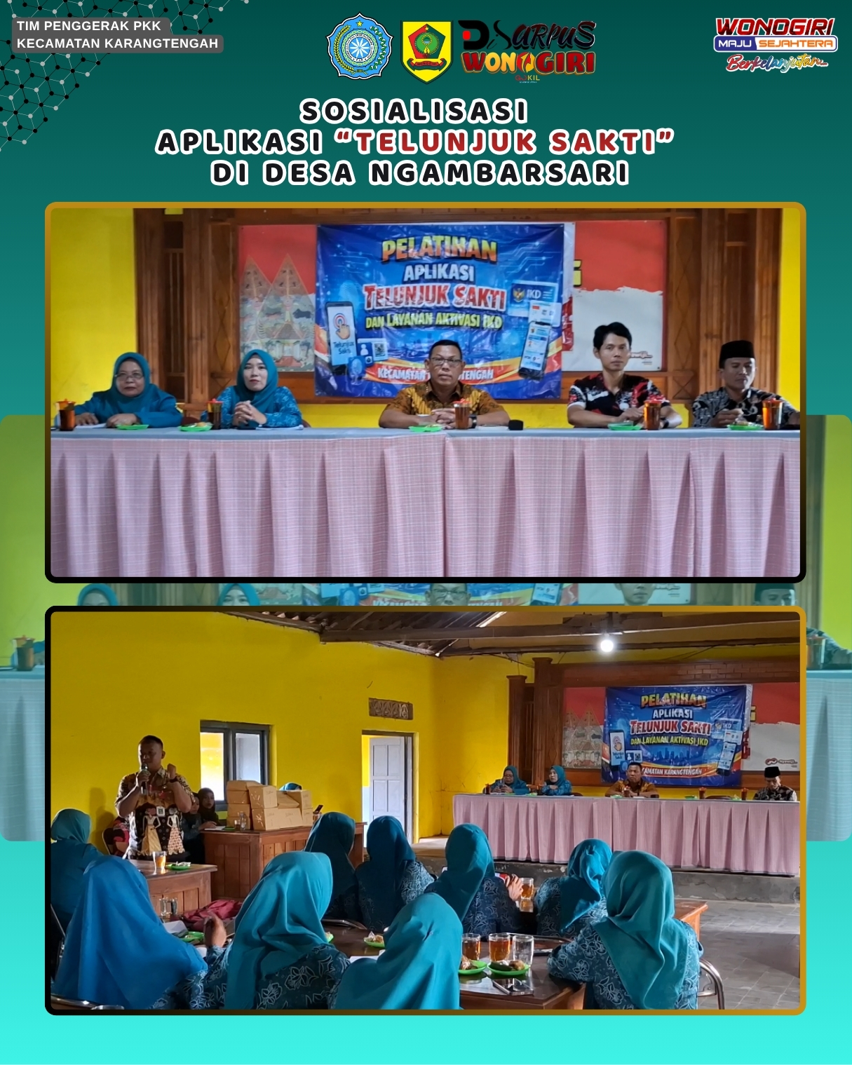 Dorong Kemudahan Layanan Administrasi Kependudukan – TP PKK Kecamatan Karangtengah Sosialisasikan Aplikasi TELUNJUK SAKTI ke Desa Ngambarsari