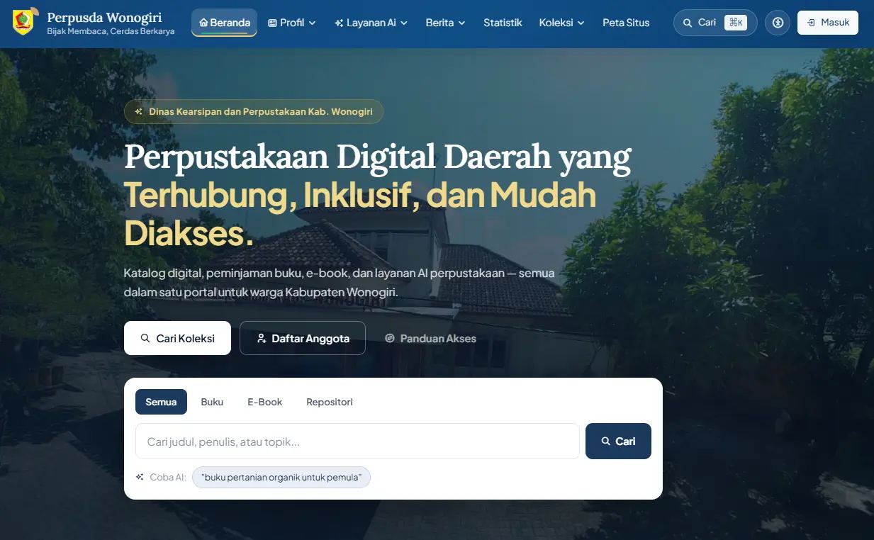 Website Perpusda Wonogiri: Gerbang Digital Layanan Perpustakaan, Literasi, dan Informasi Publik