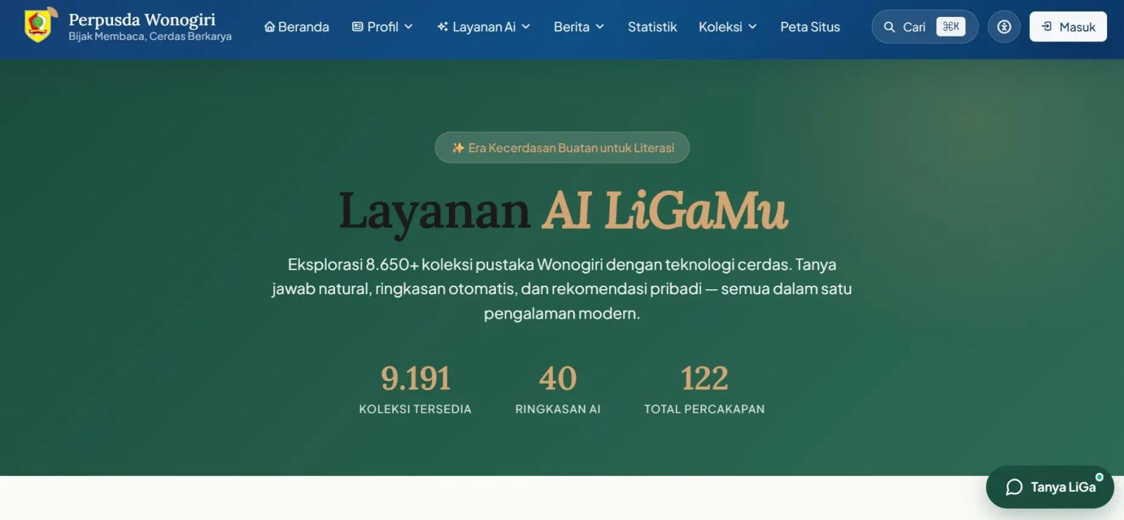 Layanan AI LiGaMu: Inovasi Perpusda Wonogiri untuk Membantu Masyarakat Menemukan Bacaan secara Lebih Cerdas
