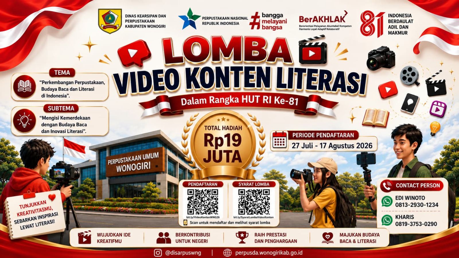 Lomba Video Konten Literasi 2026 Resmi Dibuka! Rayakan Semangat Kemerdekaan dengan Kreativitas dan Literasi